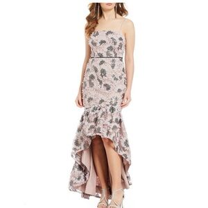 Jessi Floral High-Low Dress in Pink and Black
